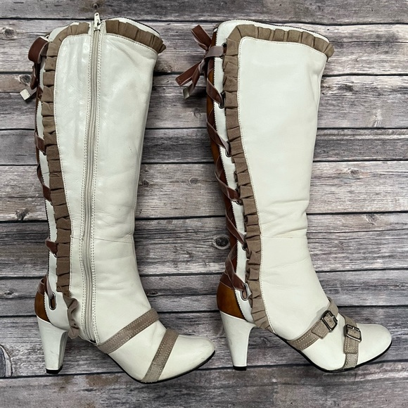 Betty Blu Halter lace up round tie tall boots - Picture 1 of 5